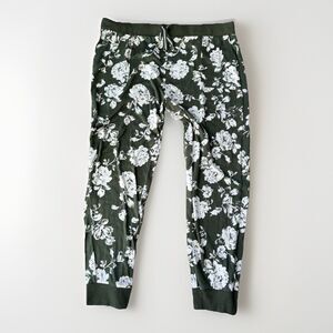 Honeydew Intimates Lounge Pants XXL Olive Green White Floral Joggers Soft